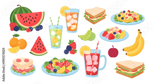 A cheerful illustration depicting a delicious cake adorned with citrus fruits. Perfect for food blogs, marketing materials, or any design needing a sw