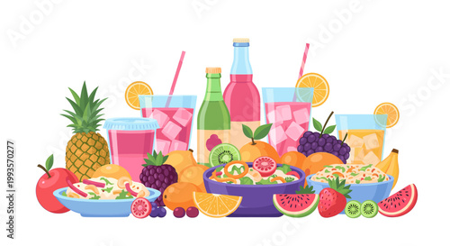 A vibrant illustration evoking health and vitality. Ideal for promoting wellness, healthy eating, or a fresh lifestyle in marketing materials.