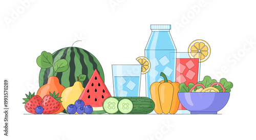 Vibrant and appealing fruit illustration conveying freshness, health, and natural goodness. Ideal for marketing materials, website design, or social m