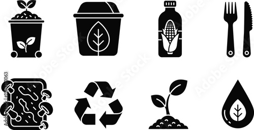 Eco friendly lifestyle icons a collection of sustainable living and environmental awareness symbols