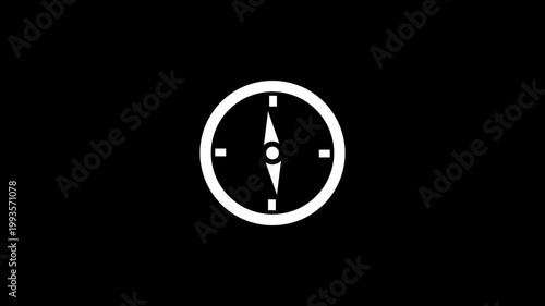 Animation with compass icon on transparent background