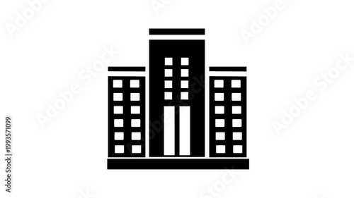 Animated Building Icon Opening Door Entrance. transparent video background