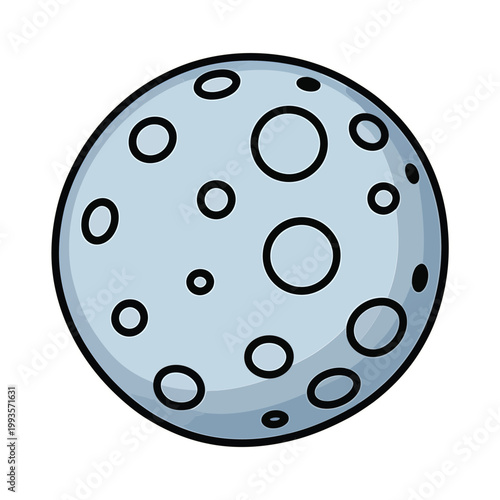 Cartoon depiction of a blue planet with craters resembling a moon or small world