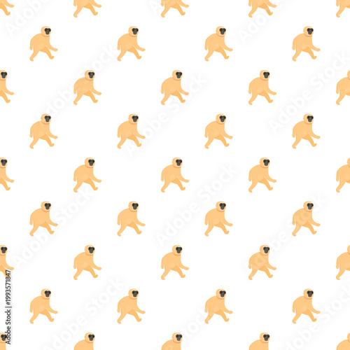 Gibbon walking cartoon animal pattern creating texture