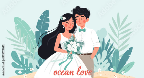 Happy Couple Celebrating Wedding Day Together.