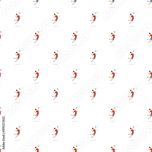 Volleyball player jumping and spiking ball in a seamless pattern design