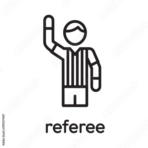 Simple line art illustration of a referee signaling with raised arm