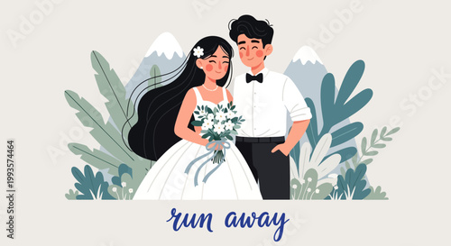 Happy Newlywed Couple Celebrating Their Wedding Day Together.