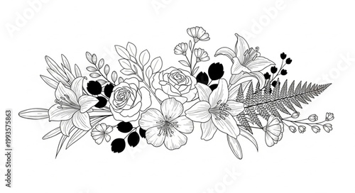 black and white flowers
