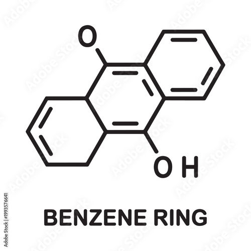 Illustration of a naphthalene molecule with benzene rings and hydroxyl groups