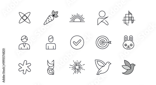 Collection of Simple Line Icons: Health, Nature, Business, Success, and Creativity