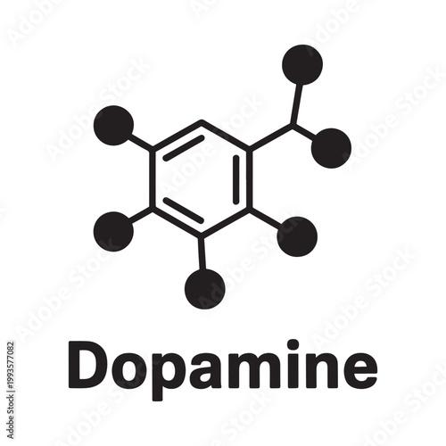 Molecular structure of dopamine with its chemical name displayed below
