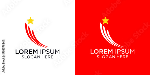 Eye-catching logo design featuring a stylized star and swoosh elements, perfect for businesses seeking a modern and dynamic brand identity