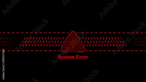 Digital system error warning sign with red glitch hud interface and alert for cybersecurity and tech failure concepts