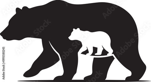 Mama Bear and Cub Silhouettes for Typography Tees