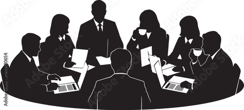 Black Solid Home Based Therapist Patient File Tea Silhouettes Set of Six on White Background