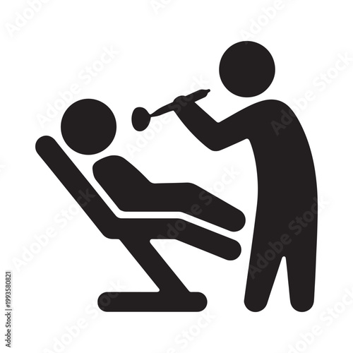 Dentist examining a patient s teeth in a dental chair