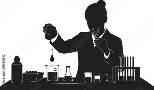 Black Solid Indoor Perfume Maker Silhouettes Set of Six on White Background