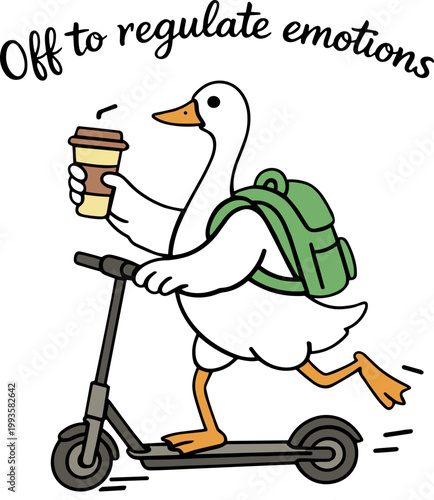 Off to Regulate Emotions SVG, Off to Regulate Emotions PNG, Goose scooter SVG, Cute Duck Coffee SVG, Christian Goose SVG, Off to Regulate Emotions Goose SVG