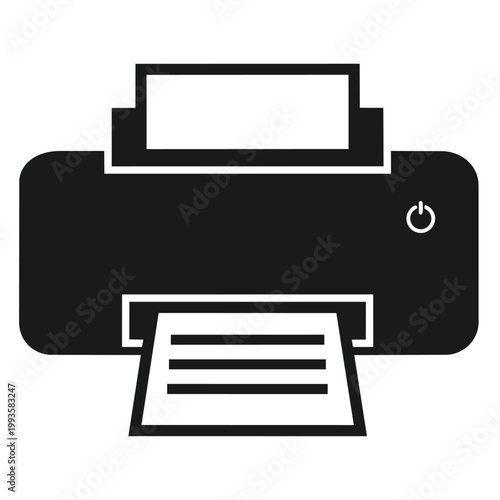 Modern Printer Icon Office Printing Machine Document Print Technology Equipment Simple Black Design for Business Office Work and Digital Printing Concept