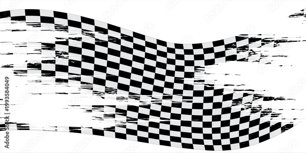 Fototapeta premium Checkered flag wave on white background design for sport race championship vector illustration.