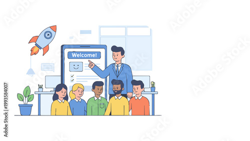 Employee onboarding training human resources business concept