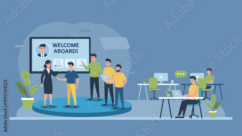 Employee onboarding training human resources business concept