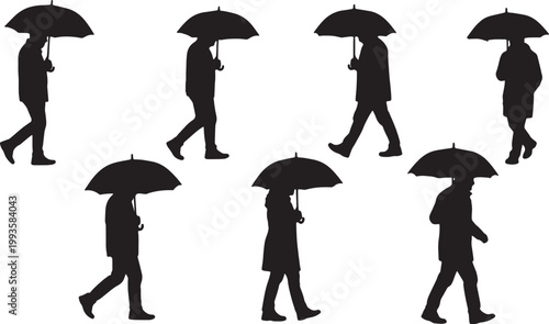 Black Solid Floor Toddler Play Sitting Silhouettes Set of Six on White Background