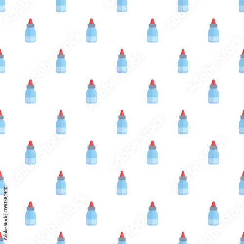 Eye drop bottles with red caps creating a repeating medical background