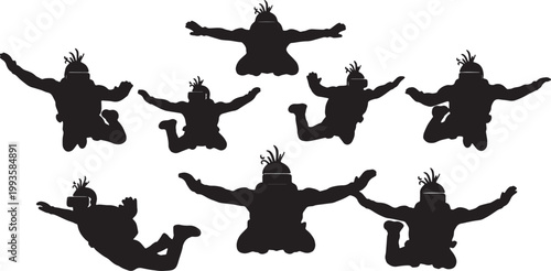 Black Solid AR Tablet Botany Simulation Silhouettes Set of Six on White Background