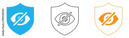 Obraz na plátně Three shield logos with circular designs and slash elements