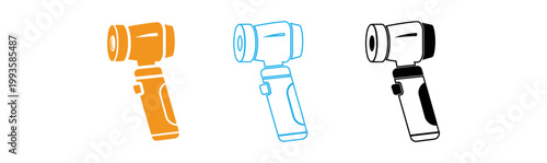 Two stylized camera illustrations outline and filled versions