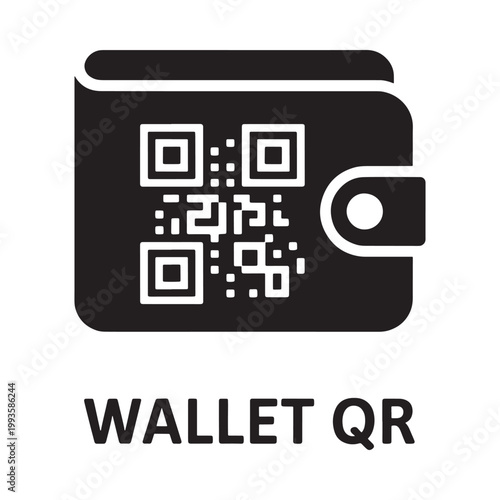 Black wallet icon featuring a qr code design for digital payments