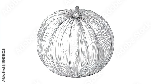 Detailed illustration of a ripe pumpkin isolated on a white background