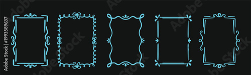 Decorative frame set ornate border rectangle collection. Includes vintage corner scallop wavy bracket rounded dotted dashed double line frames for invitations posters certificates and social media lay