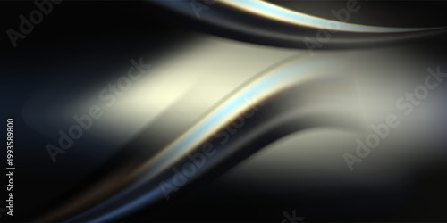 Abstract Dark Chrome Liquid Waves with Metallic Glossy Reflection