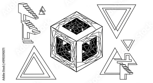 set of vector icons with drawing