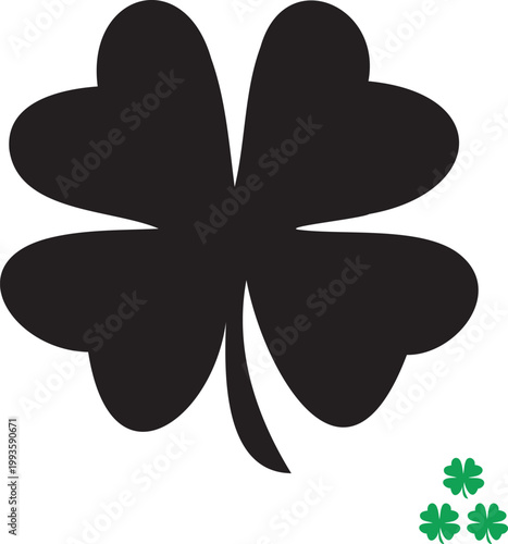 Four leaf clover silhouette symbol for good luck luck and saint patricks day event.