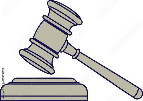 A judicial gavel resting on a wooden block Vector