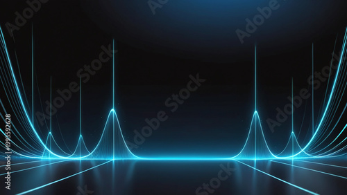 Futuristic vertical pulse lines on dark digital background