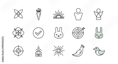 Minimalist Icon Set: Nature, Business, and Abstract Symbols