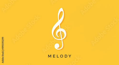 White treble clef symbol on a vibrant yellow background.