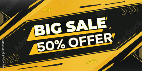 A big sale advertisement with a 50 percent offer in a modern design