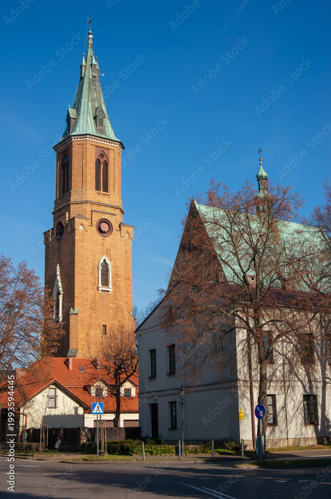 Fototapeta premium Bell tower in neo-Gothic style. Olkusz, Poland.