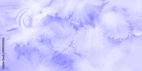Abstract delicate composition of soft, ethereal feathers creating a light and airy texture, bathed in soft lavender hues for art, banner, web, ui, branding