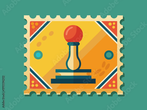 Vintage postage stamp with rubber seal or wax stamper icon