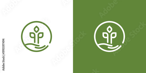 Green plant logo design for environmental protection and nature.