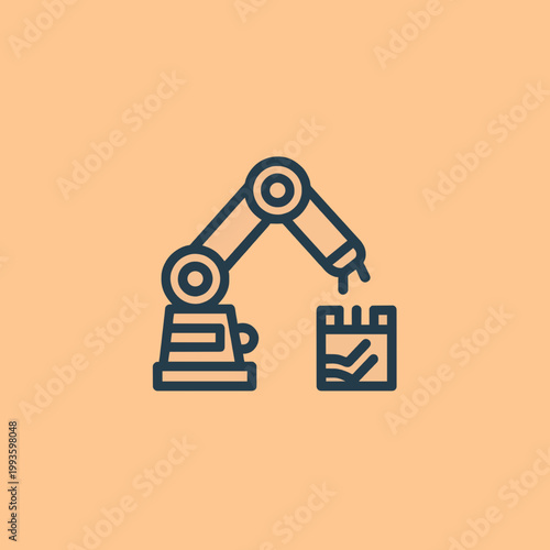 Industrial Robotic Arm Vector Icon for Automation and AI Manufacturing Technology