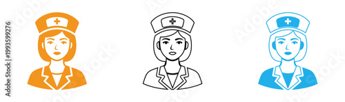 Healthcare professionals icons nurses and medical staff representation