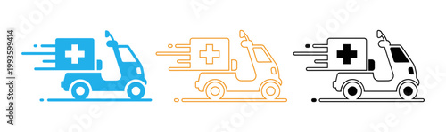 Emergency medical services illustration ambulance and motorcycle rapid response